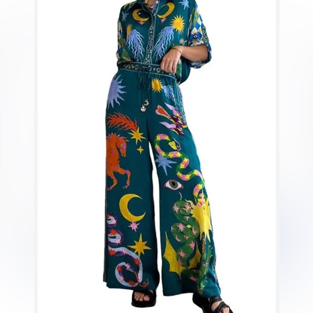 Emerald Multi-Print Wide-Leg Jumpsuit - Picture 7 of 7